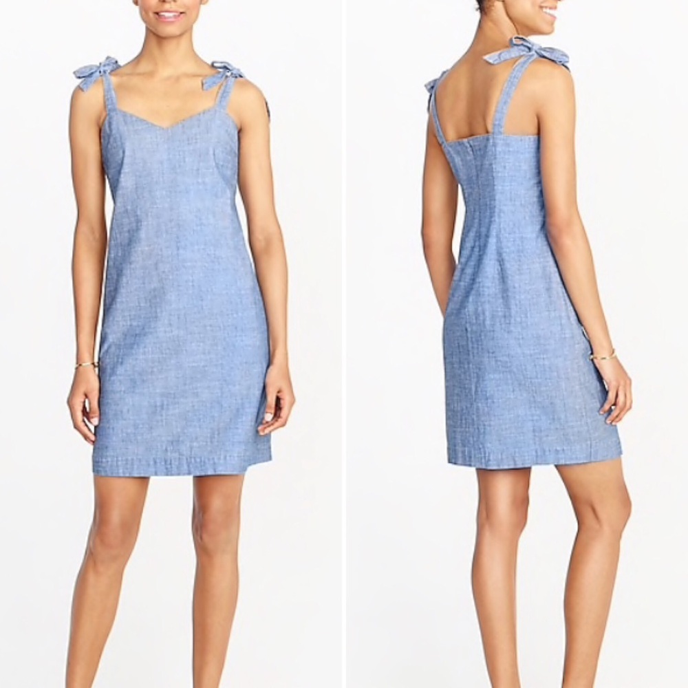 J.Crew Factory Tie-Shoulder Dress in Denim
